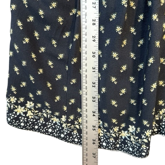 Garnet Hill Navy Blue Floral Crepe Drop Waist Dress Womens Size 6 - Picture 5 of 7